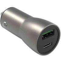 Autolaturi, 2-osainen USB-A + USB-C, 18W QC/PD/PowerDelivery, Smartline